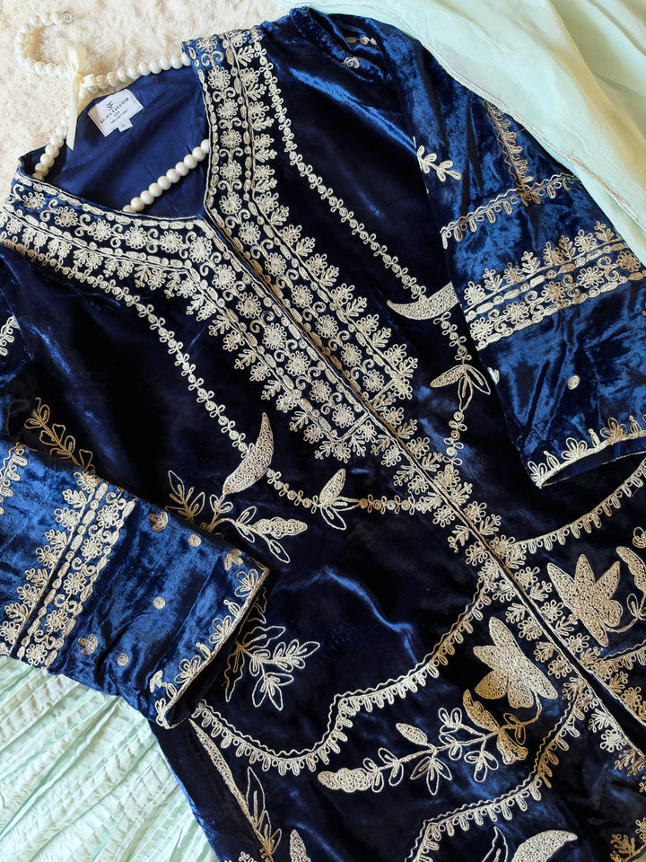 EMBROIDERED VELVET SHARARA SET SFSH01