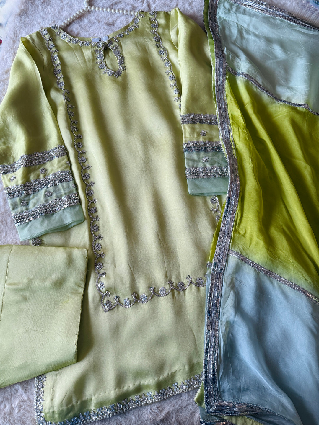 HAND EMBELLISHED PURE SILK FARSHI SHALWAR FRSH72