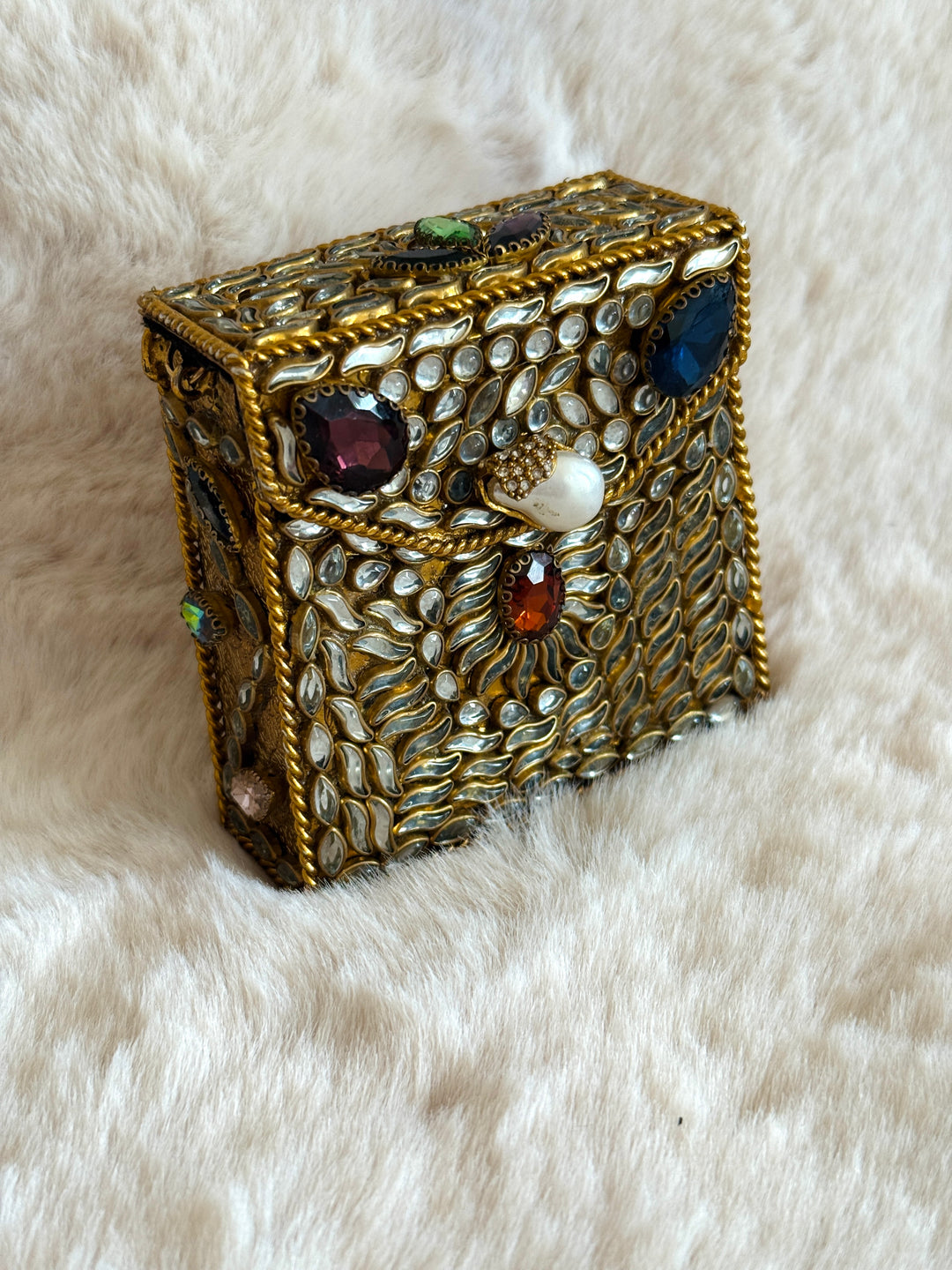 MINI KUNDAN CLUTCH AZURE