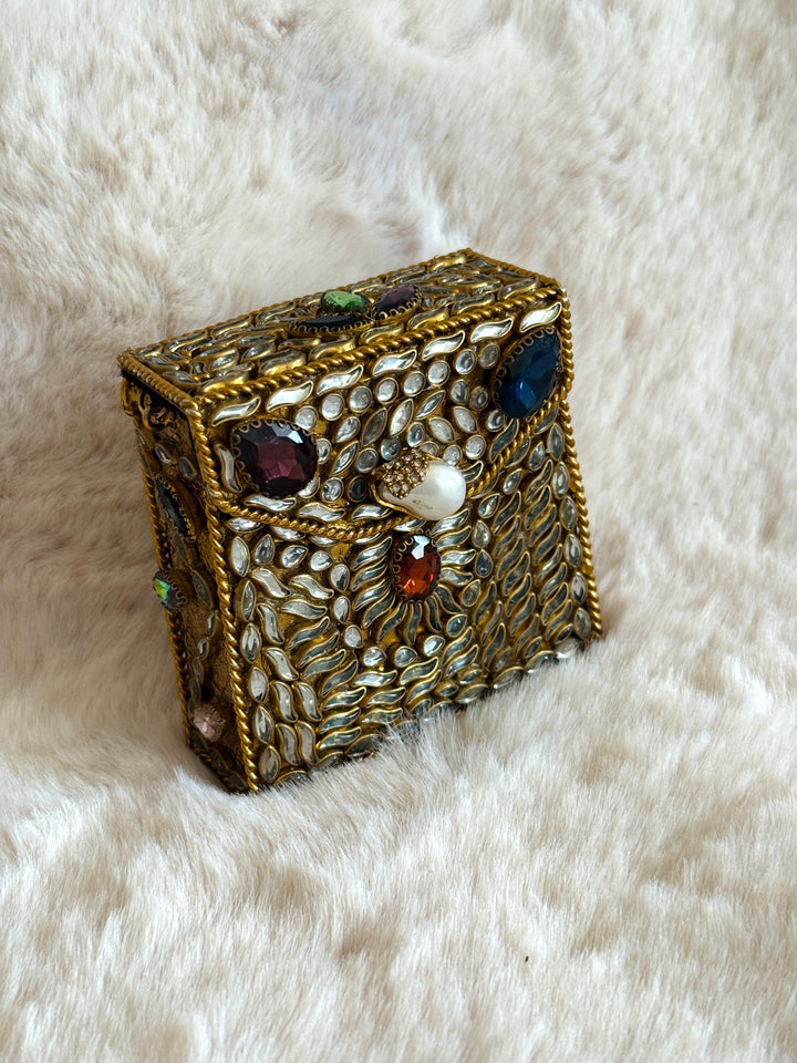 MINI KUNDAN CLUTCH AZURE