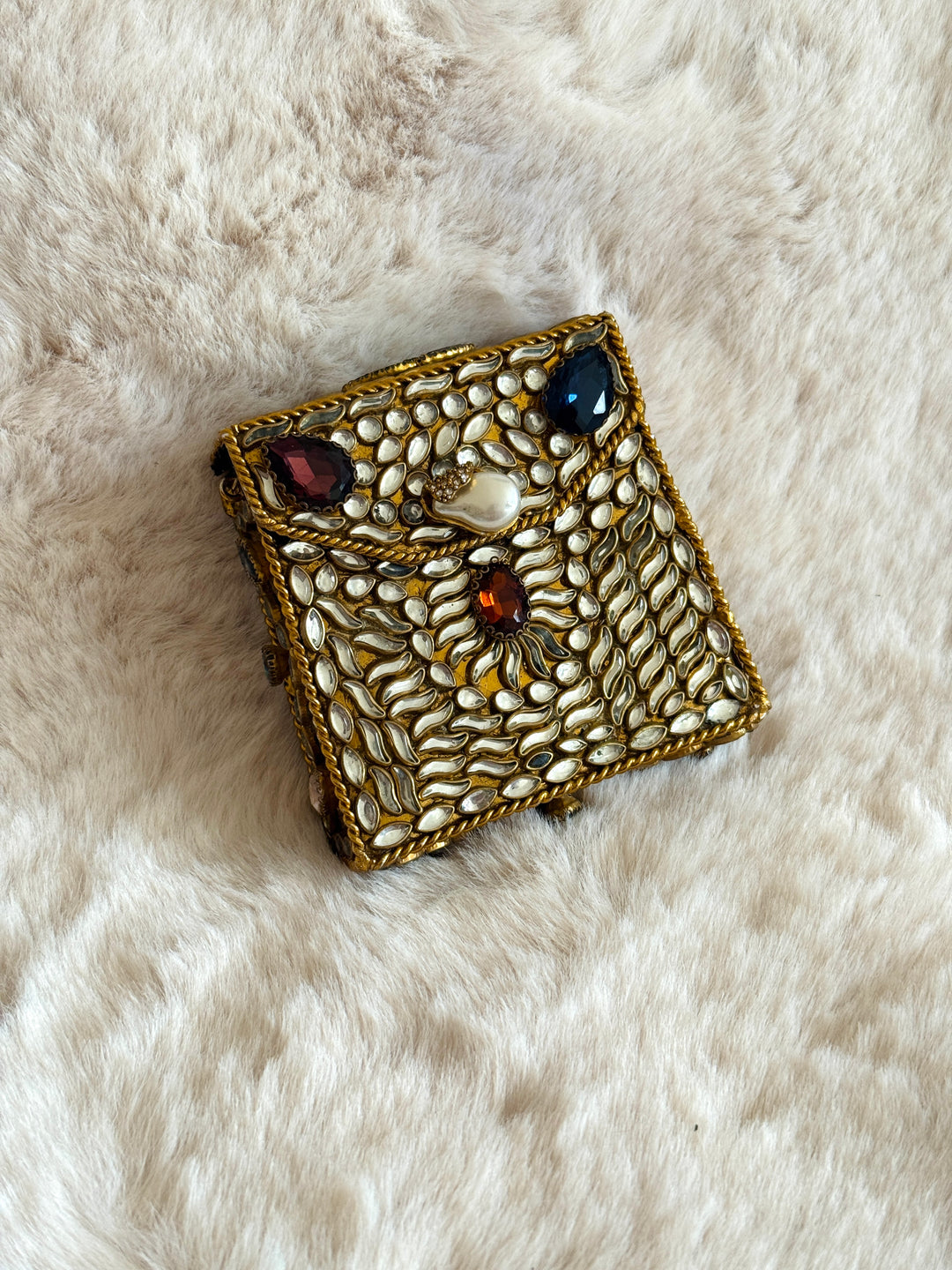 MINI KUNDAN CLUTCH AZURE