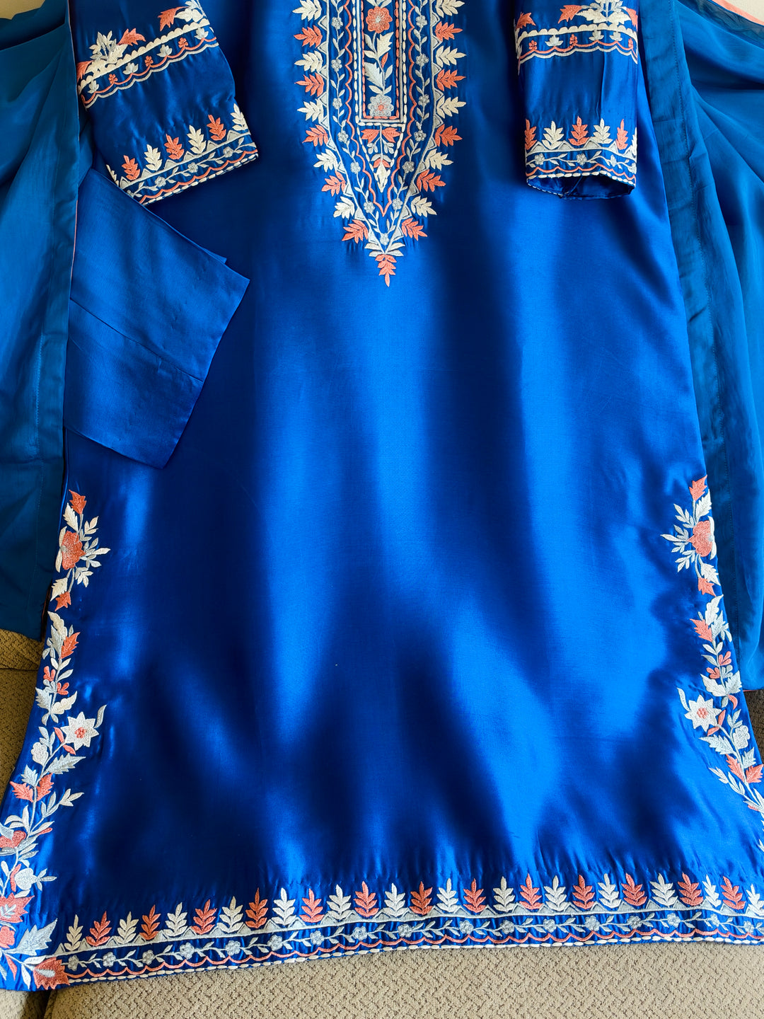 APPLIQUE EMBROIDERED SILK KAFTAN SFKF01