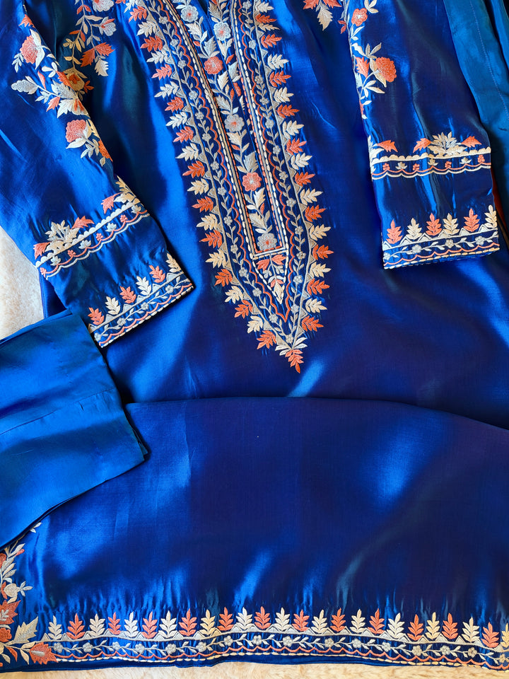 APPLIQUE EMBROIDERED SILK KAFTAN SFKF01