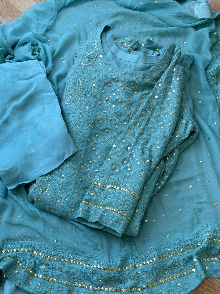 CHIKANKARI  MUKESH HEAVY FROCK CHSF05