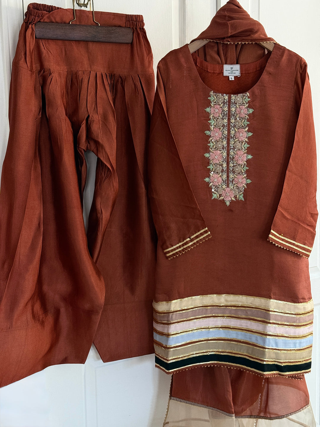 HAND EMBELLISHED PURE SILK FARSHI SHALWAR FRSH73