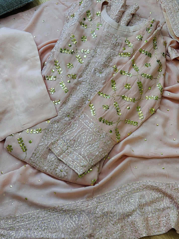 CHIKANKARI  MUKESH HEAVY FROCK CHSF07