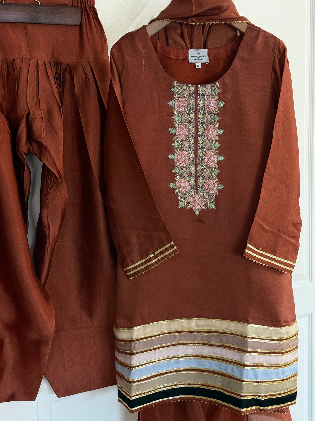 HAND EMBELLISHED PURE SILK FARSHI SHALWAR FRSH73