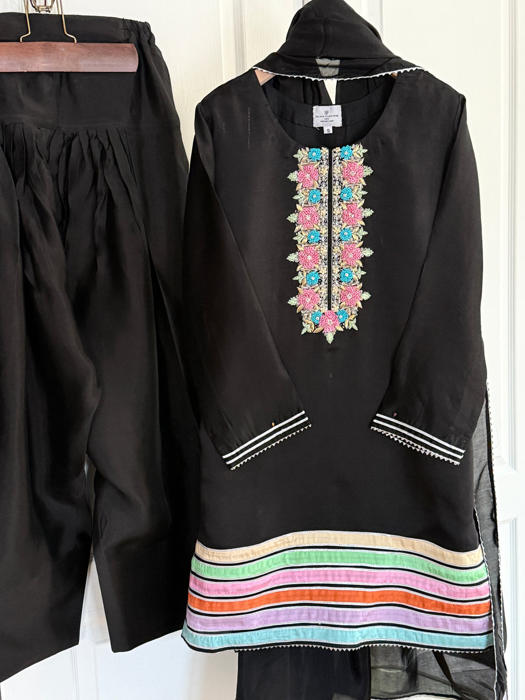 HAND EMBELLISHED PURE SILK FARSHI SHALWAR FRSH75