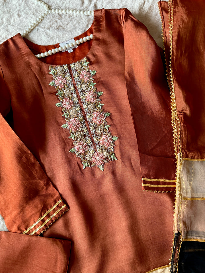 HAND EMBELLISHED PURE SILK FARSHI SHALWAR FRSH73