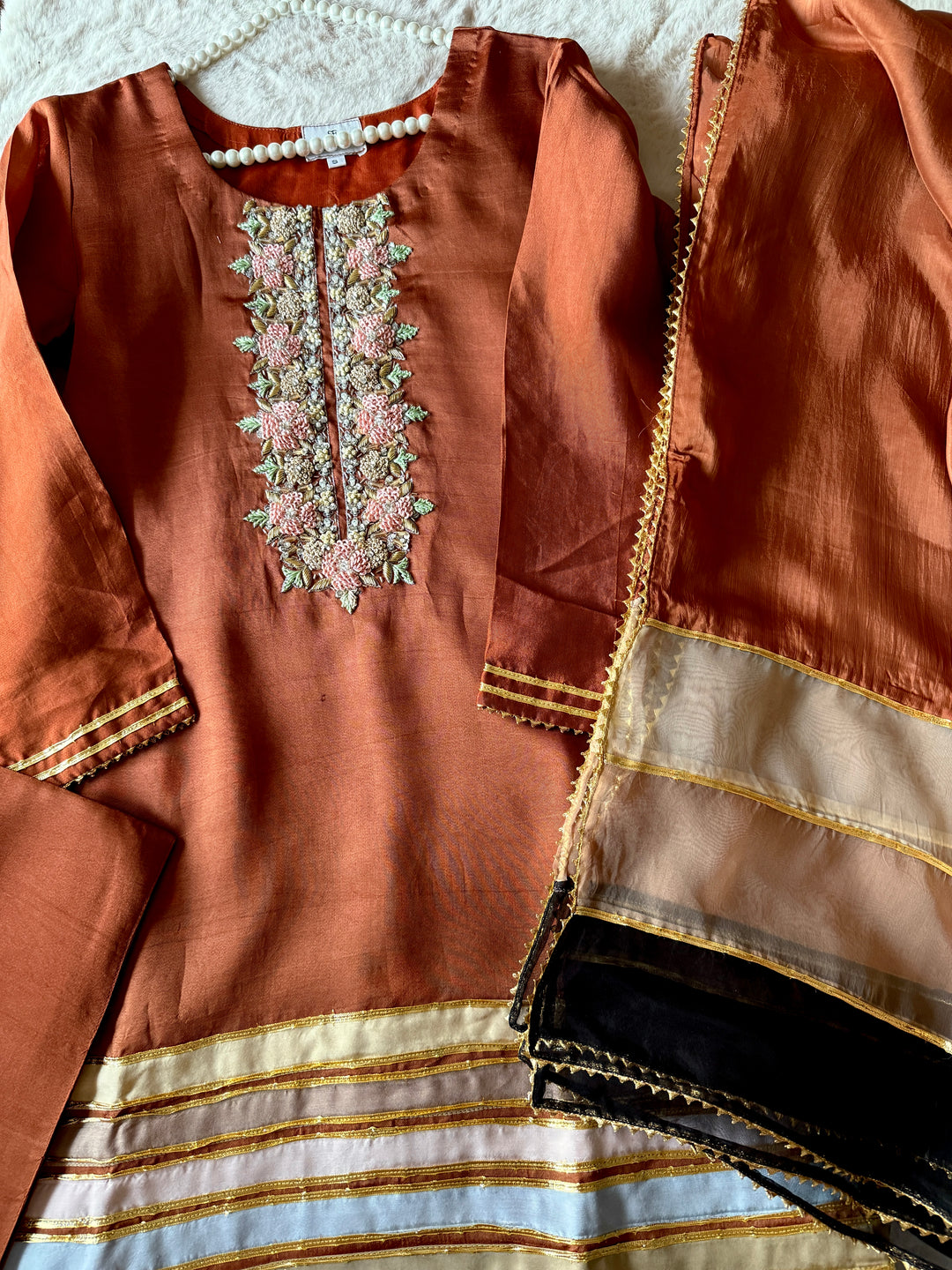 HAND EMBELLISHED PURE SILK FARSHI SHALWAR FRSH73