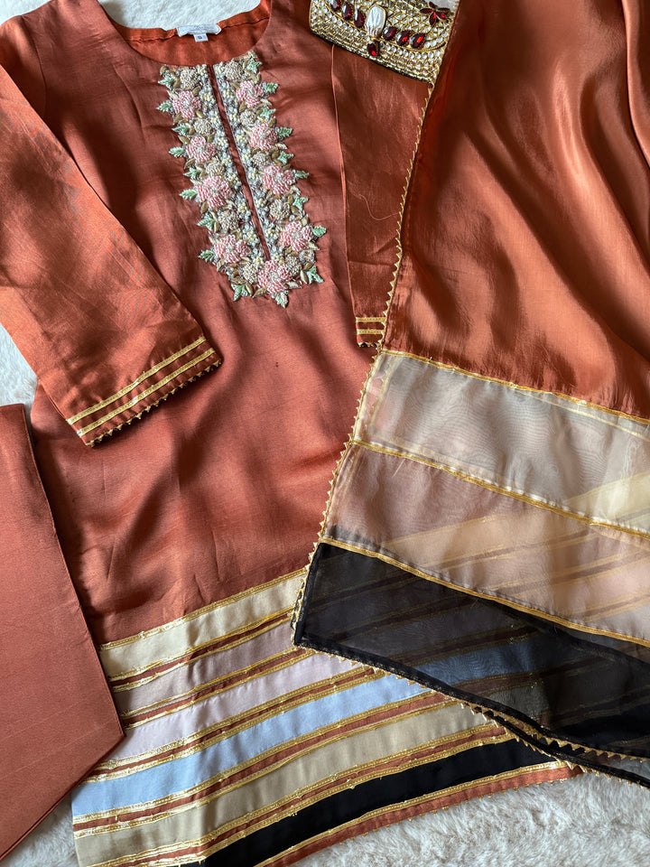 HAND EMBELLISHED PURE SILK FARSHI SHALWAR FRSH73