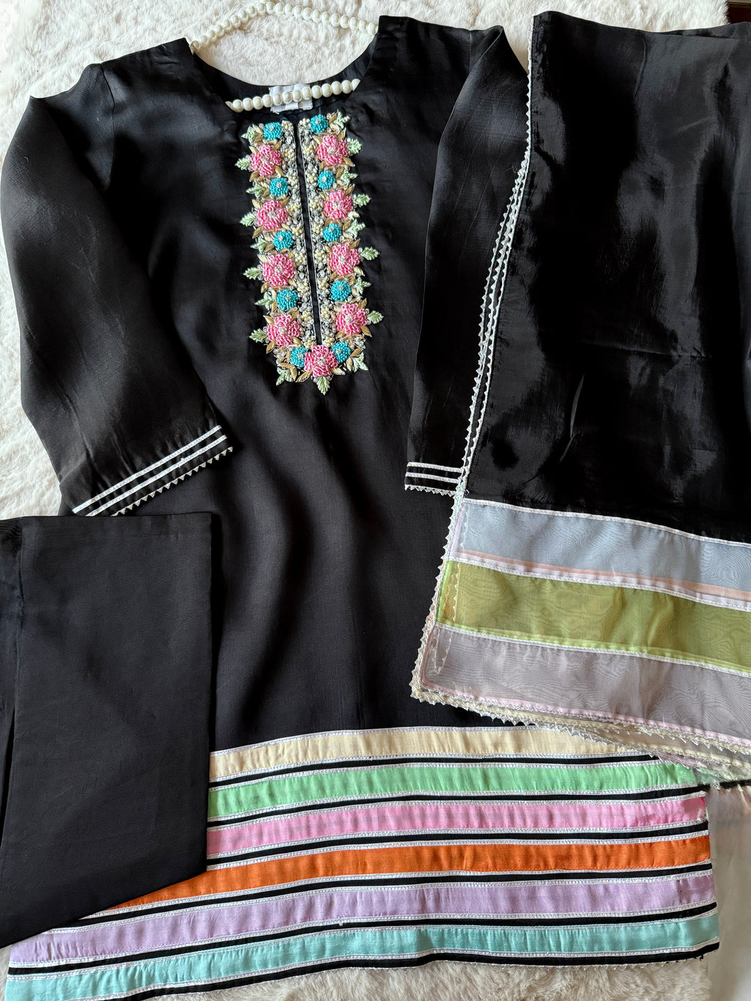 HAND EMBELLISHED PURE SILK FARSHI SHALWAR FRSH75