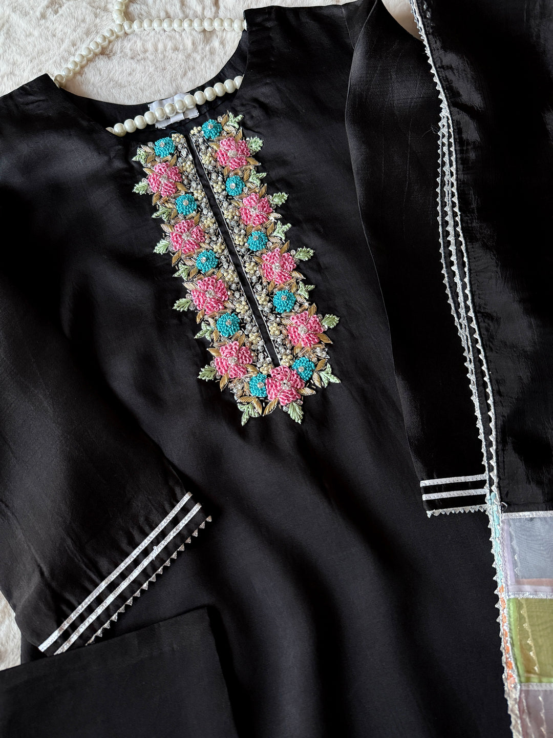 HAND EMBELLISHED PURE SILK FARSHI SHALWAR FRSH75