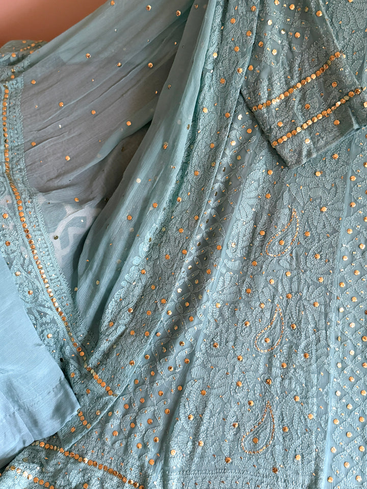 CHIKANKARI  MUKESH HEAVY FROCK CHSF05