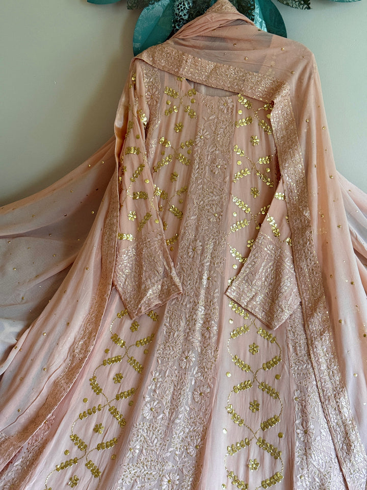 CHIKANKARI  MUKESH HEAVY FROCK CHSF07
