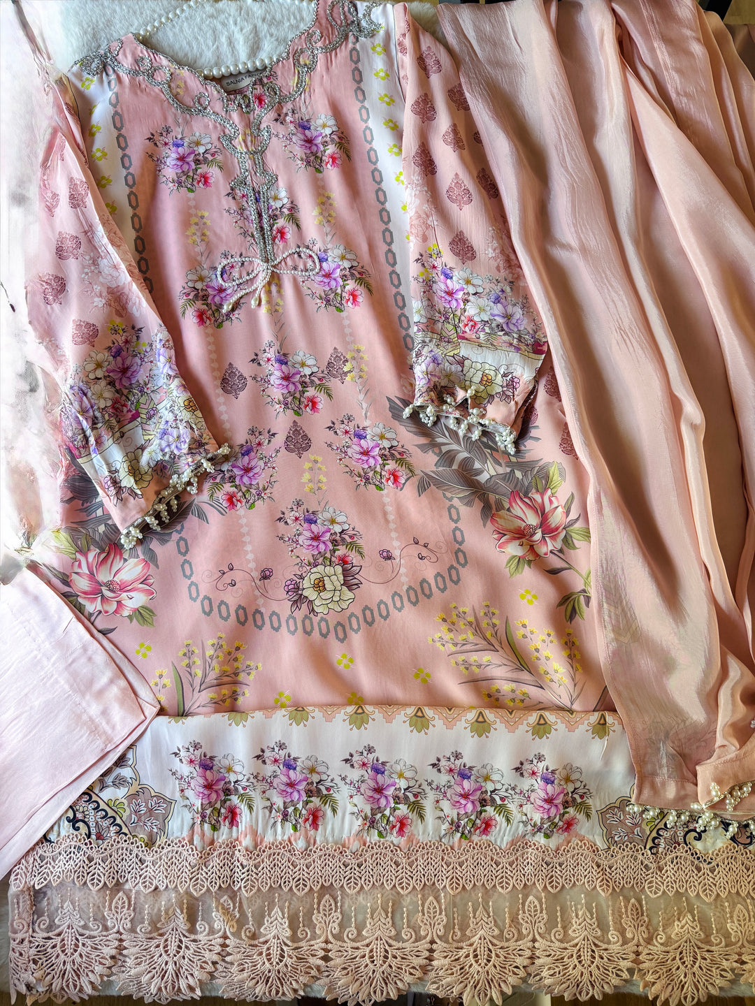 PURE CREPE SILK KAFTAN SET SFKF32