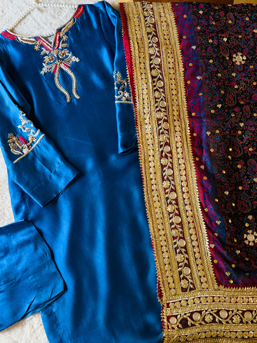 PURE SILK BLOCK PRINTED SUIT BLSF03
