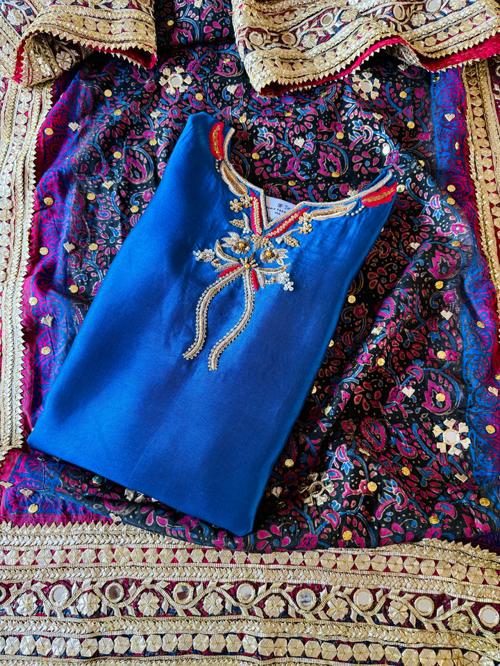 PURE SILK BLOCK PRINTED SUIT BLSF03