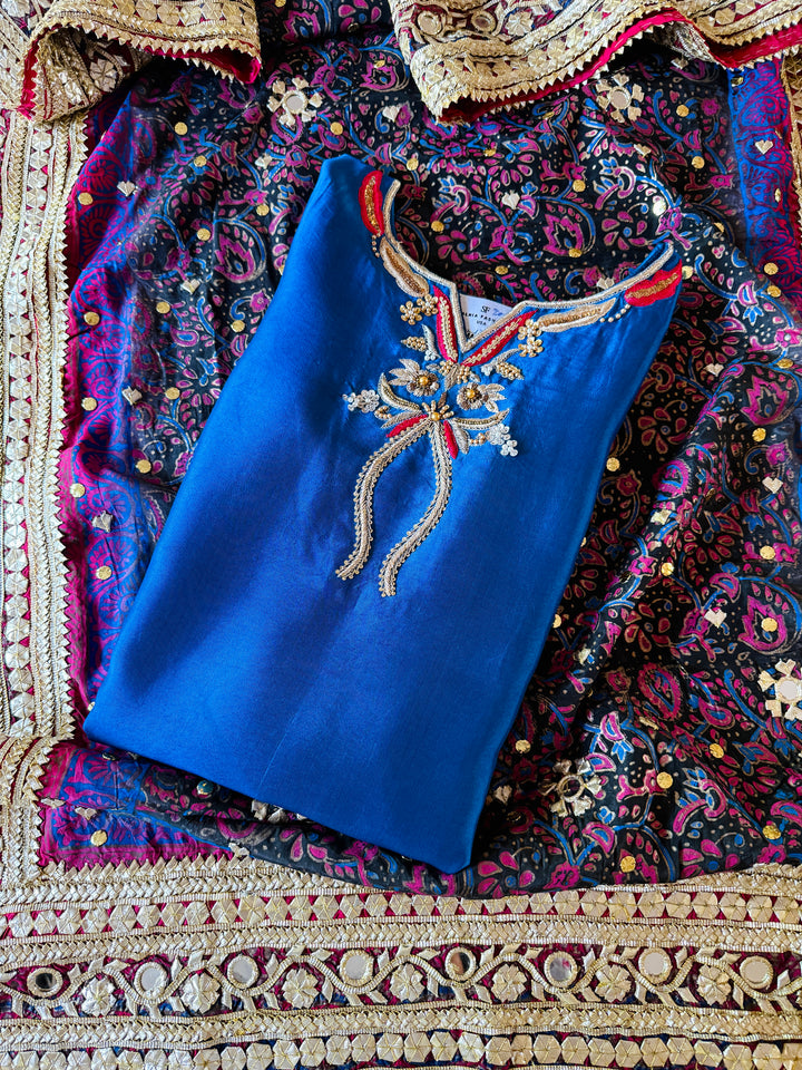PURE SILK BLOCK PRINTED SUIT BLSF03