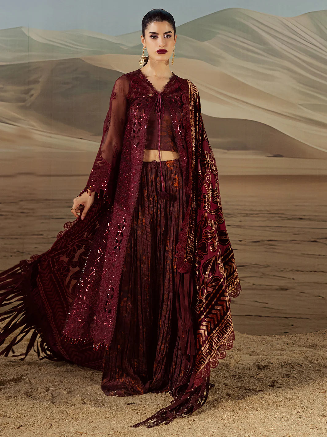 EMBROIDERED LINEN SUIT WITH PALACHI DUPATTA PLSF09