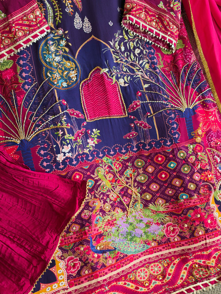 HANDWORK PURE CREPE SILK KAFTAN SET SFKF40