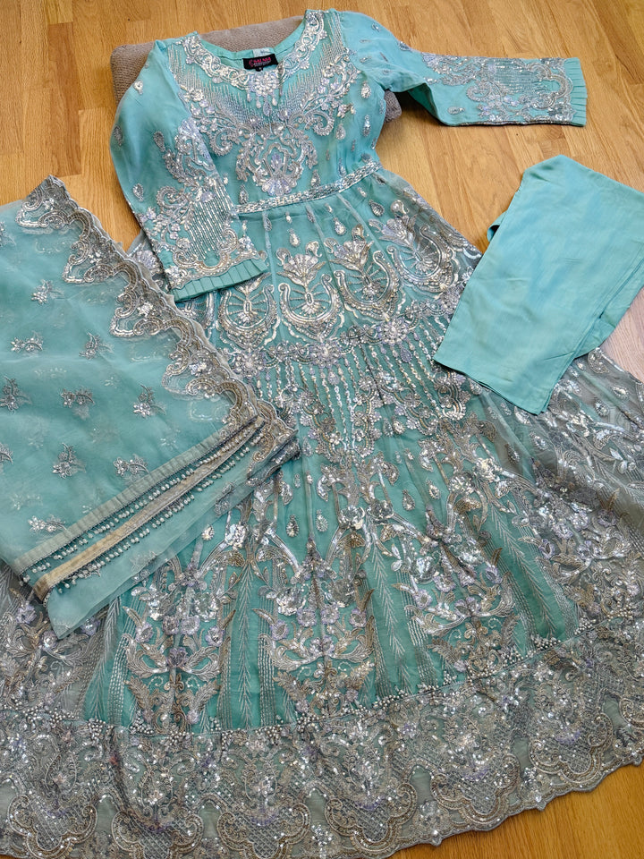 EMBROIDERED PARTYWEAR CHIFFON FROCK ALPW160