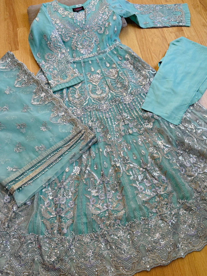 EMBROIDERED PARTYWEAR CHIFFON FROCK ALPW160