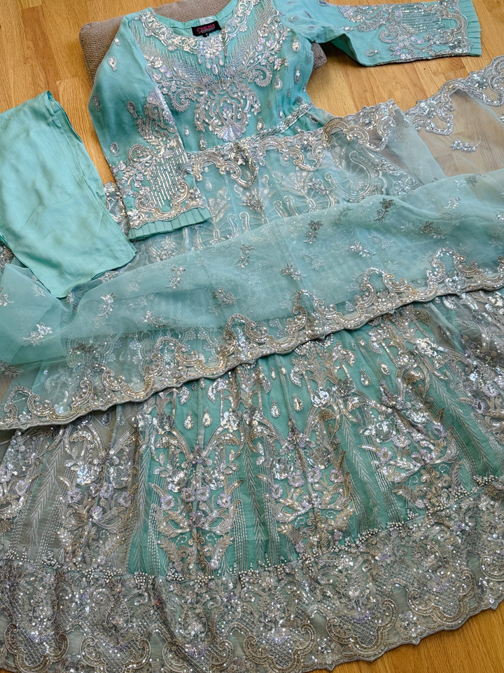 EMBROIDERED PARTYWEAR CHIFFON FROCK ALPW160