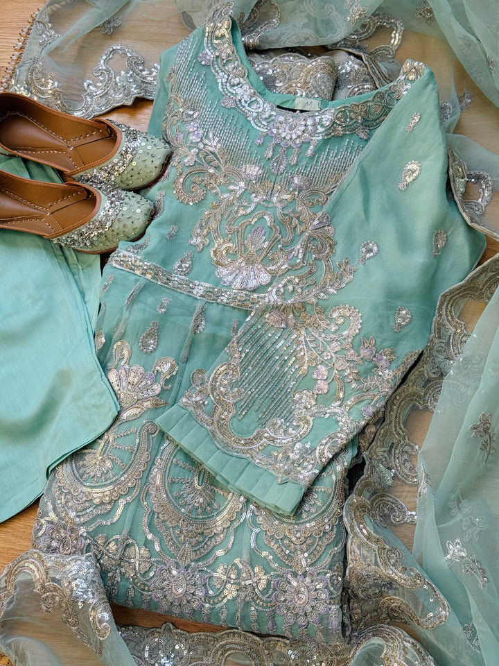 EMBROIDERED PARTYWEAR CHIFFON FROCK ALPW160
