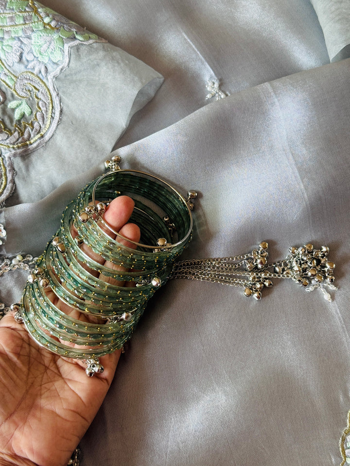 KASHMIRI GUNGROO & GLASS BANGLE SET KGSF01