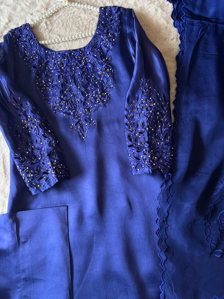 EMBROIDERED CUTWORK PURE SILK FARSHI SHALWAR FRSH17