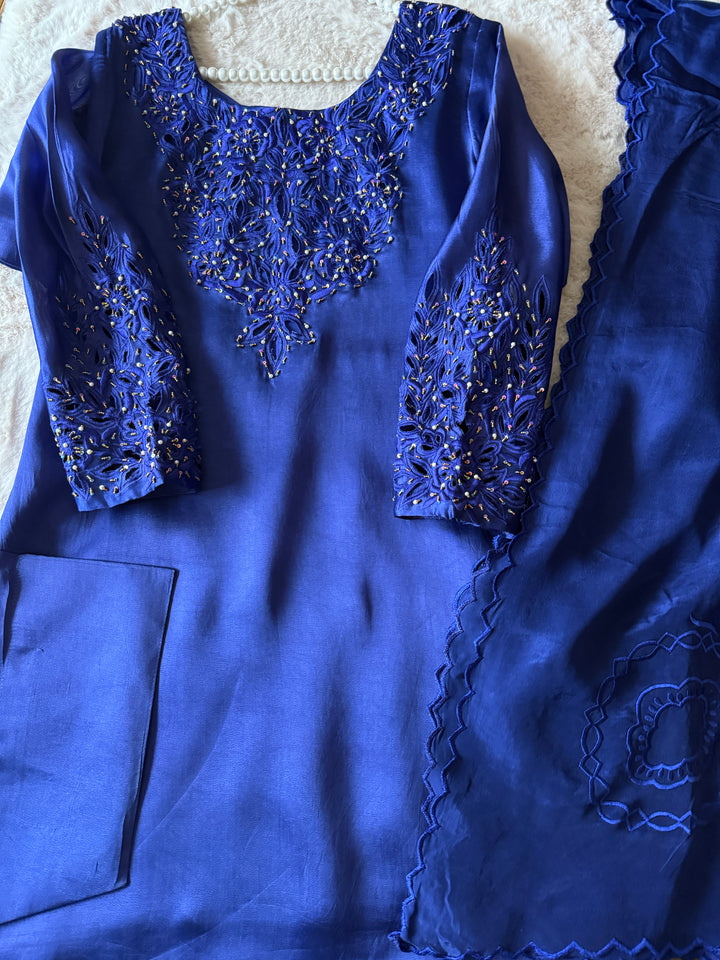 EMBROIDERED CUTWORK PURE SILK FARSHI SHALWAR FRSH17