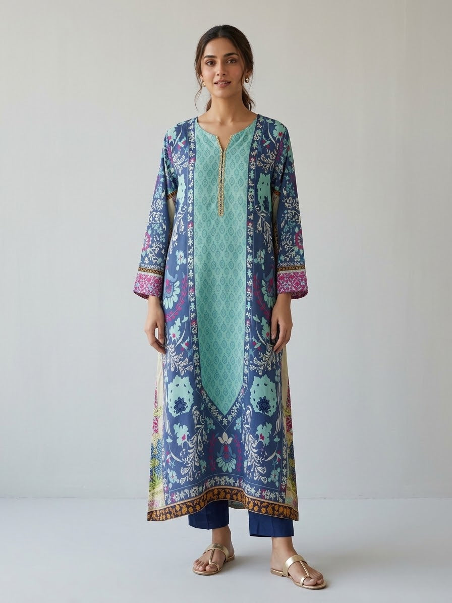 PURE CREPE SILK FUSION KAFTAN SFKF07