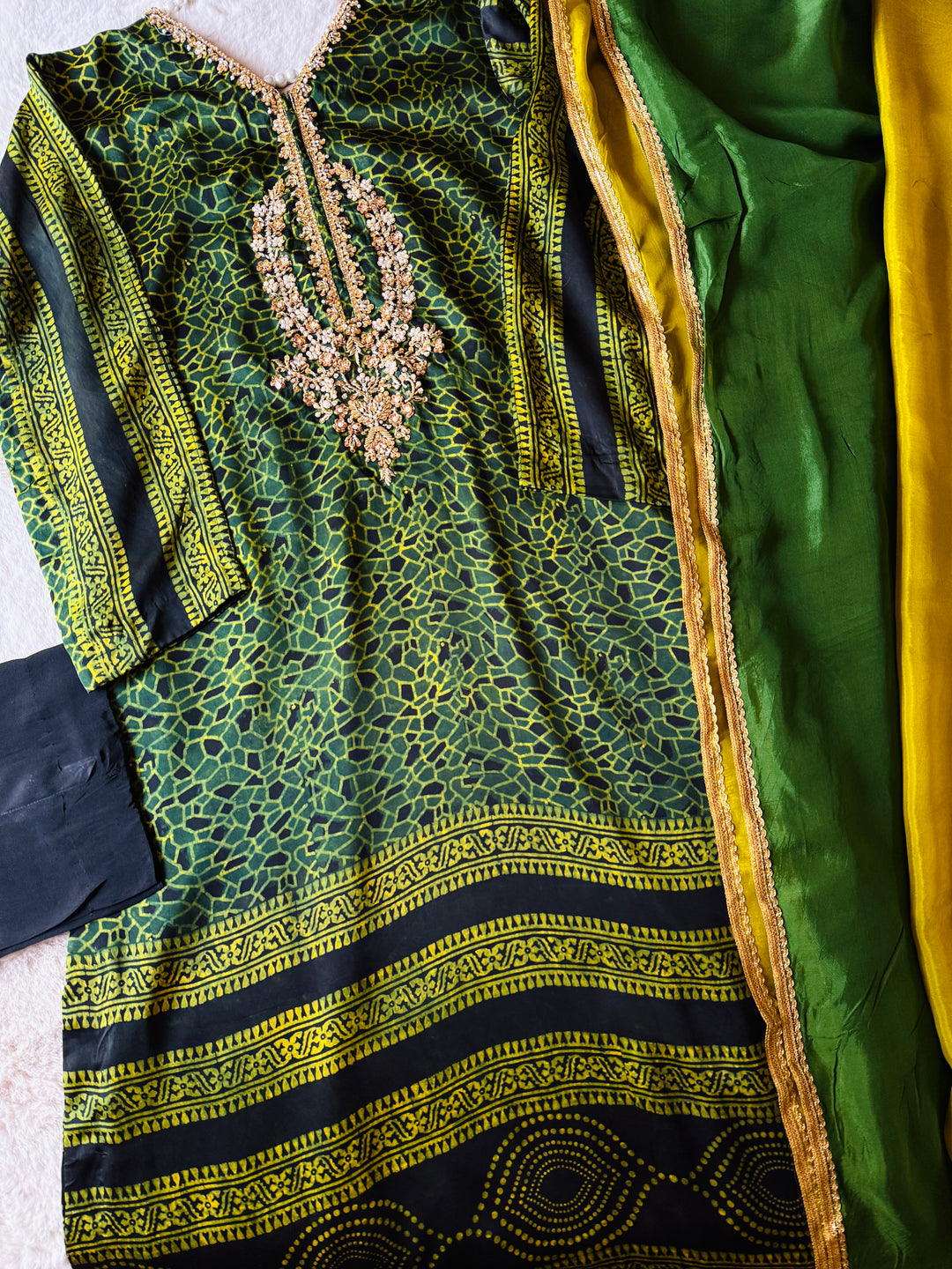 PURE SILK AJRAK SUIT AJSF10