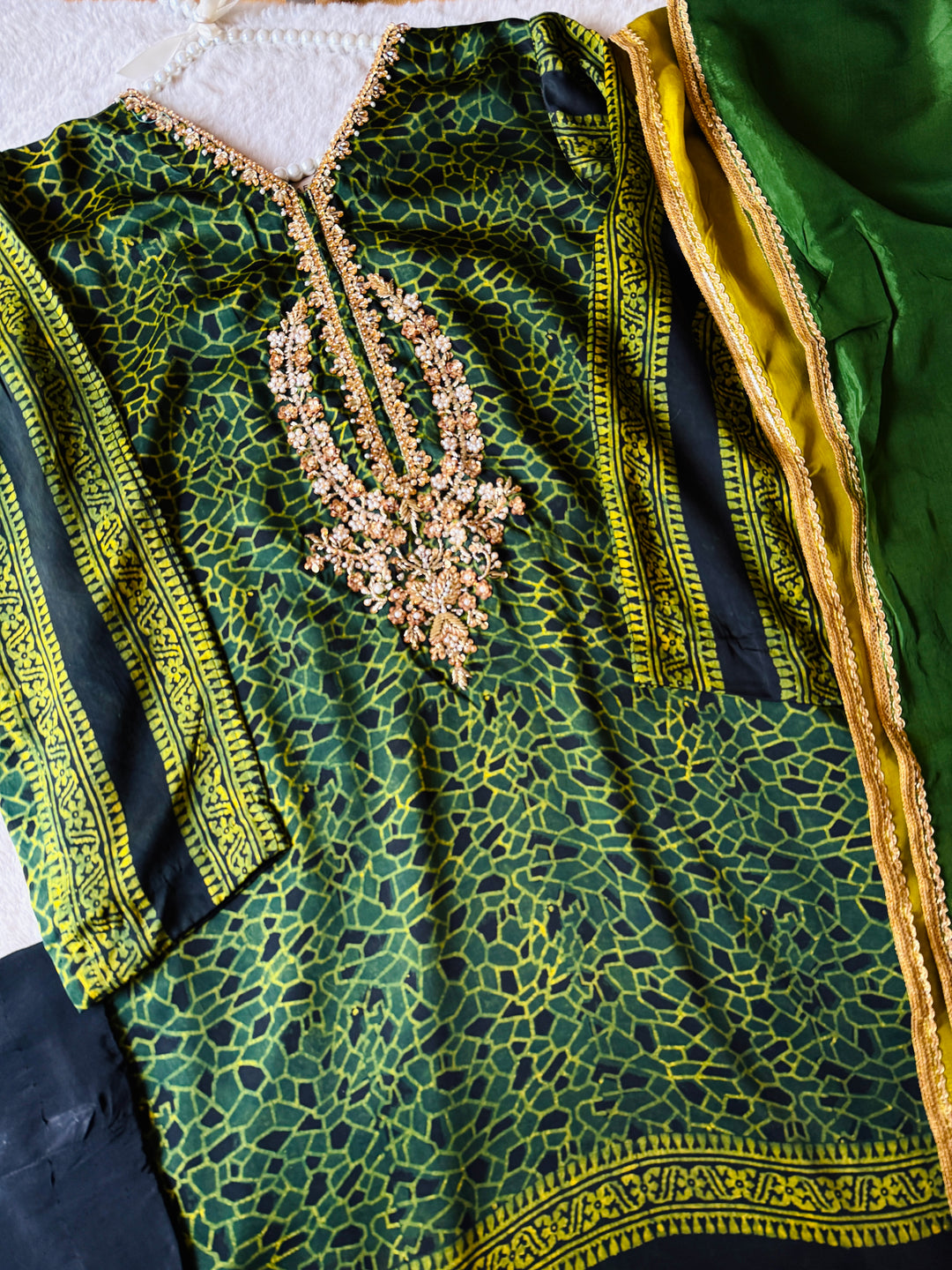 PURE SILK AJRAK SUIT AJSF10