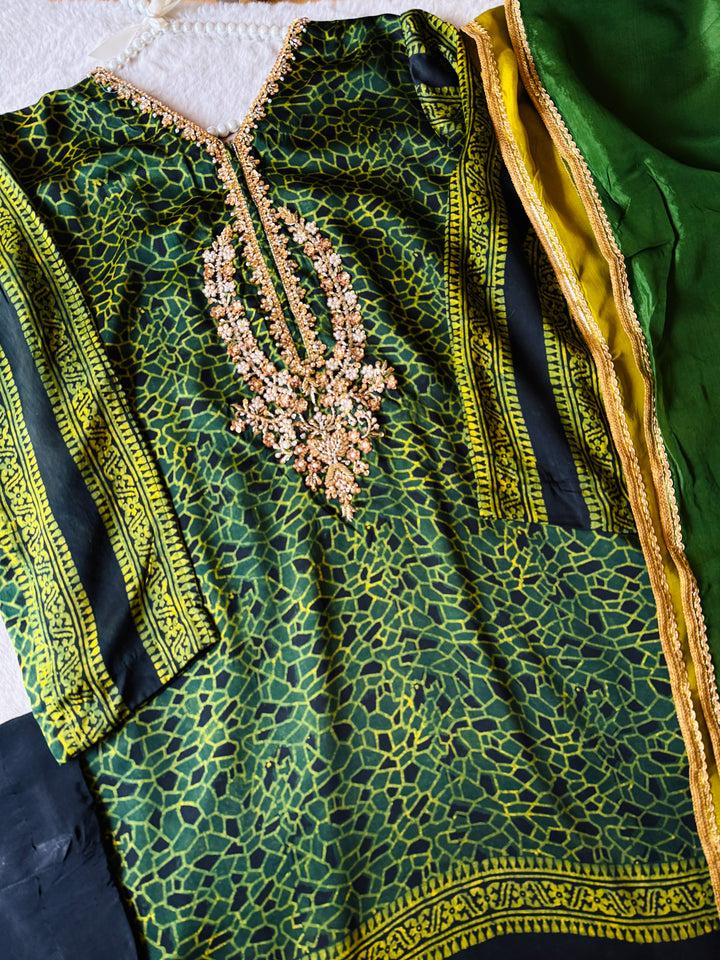 PURE SILK AJRAK SUIT AJSF10