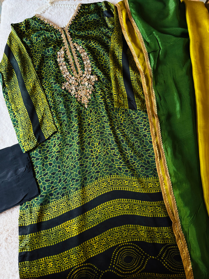 PURE SILK AJRAK SUIT AJSF10