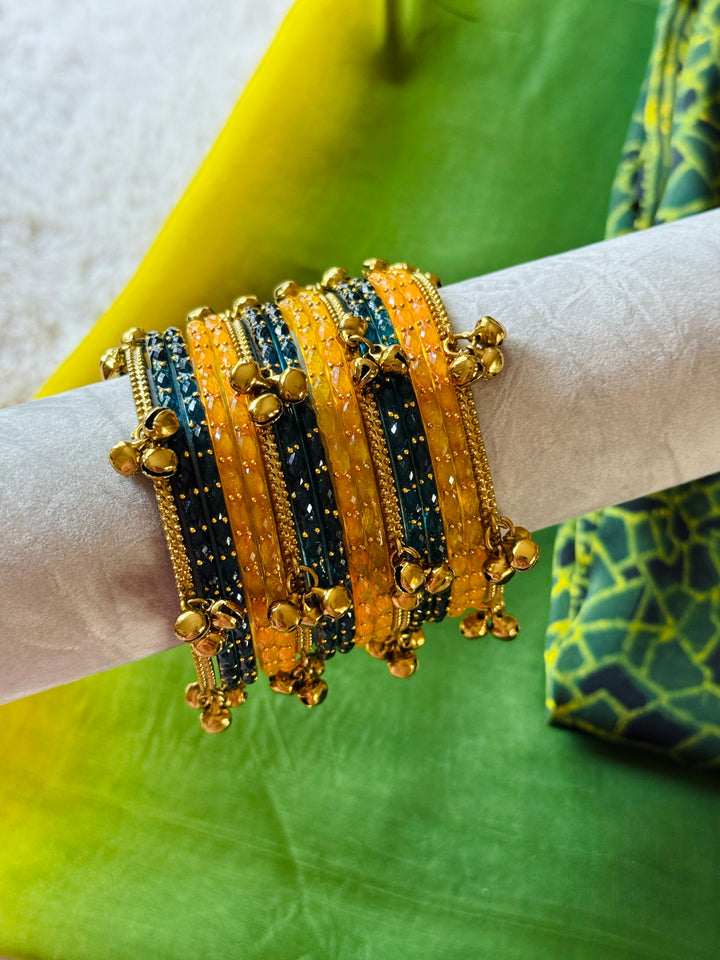 KASHMIRI GUNGROO & GLASS BANGLE SET KGSF04