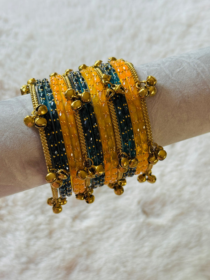 KASHMIRI GUNGROO & GLASS BANGLE SET KGSF04