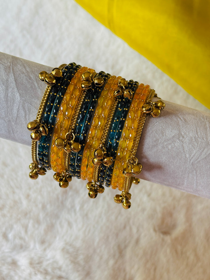 KASHMIRI GUNGROO & GLASS BANGLE SET KGSF04