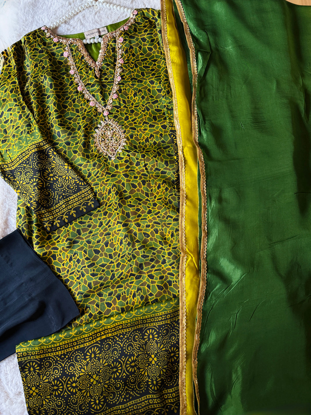 PURE SILK AJRAK SUIT AJSF11
