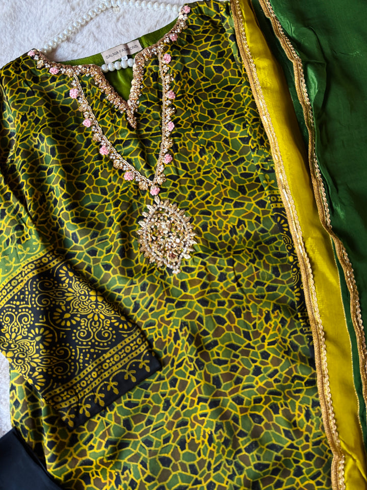 PURE SILK AJRAK SUIT AJSF11