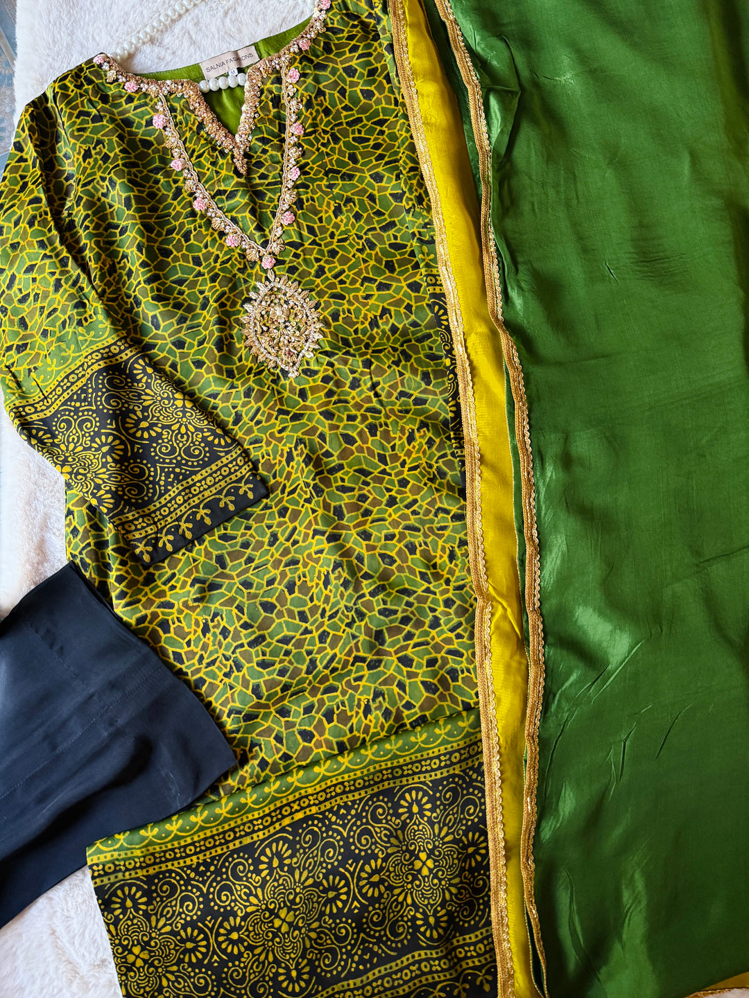 PURE SILK AJRAK SUIT AJSF11