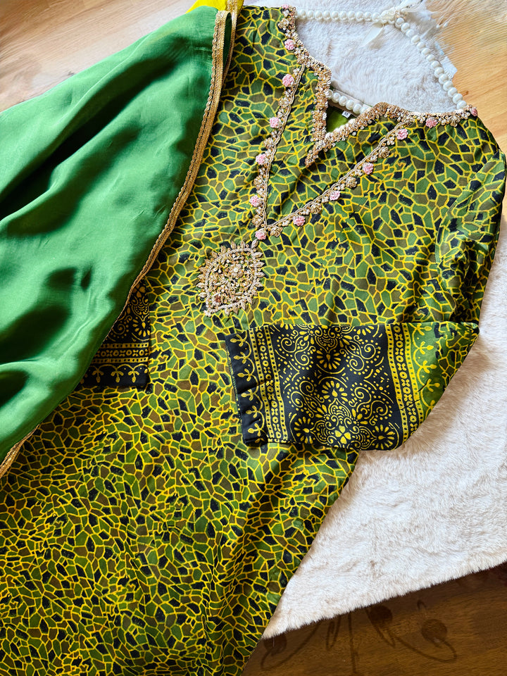 PURE SILK AJRAK SUIT AJSF11