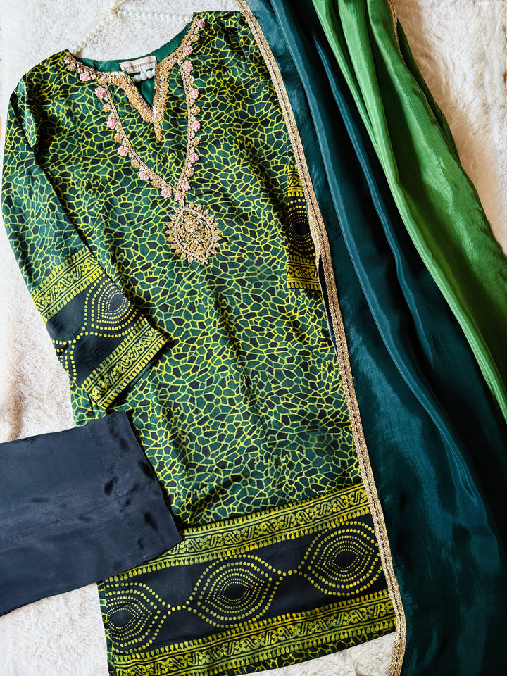 PURE SILK AJRAK SUIT AJSF12
