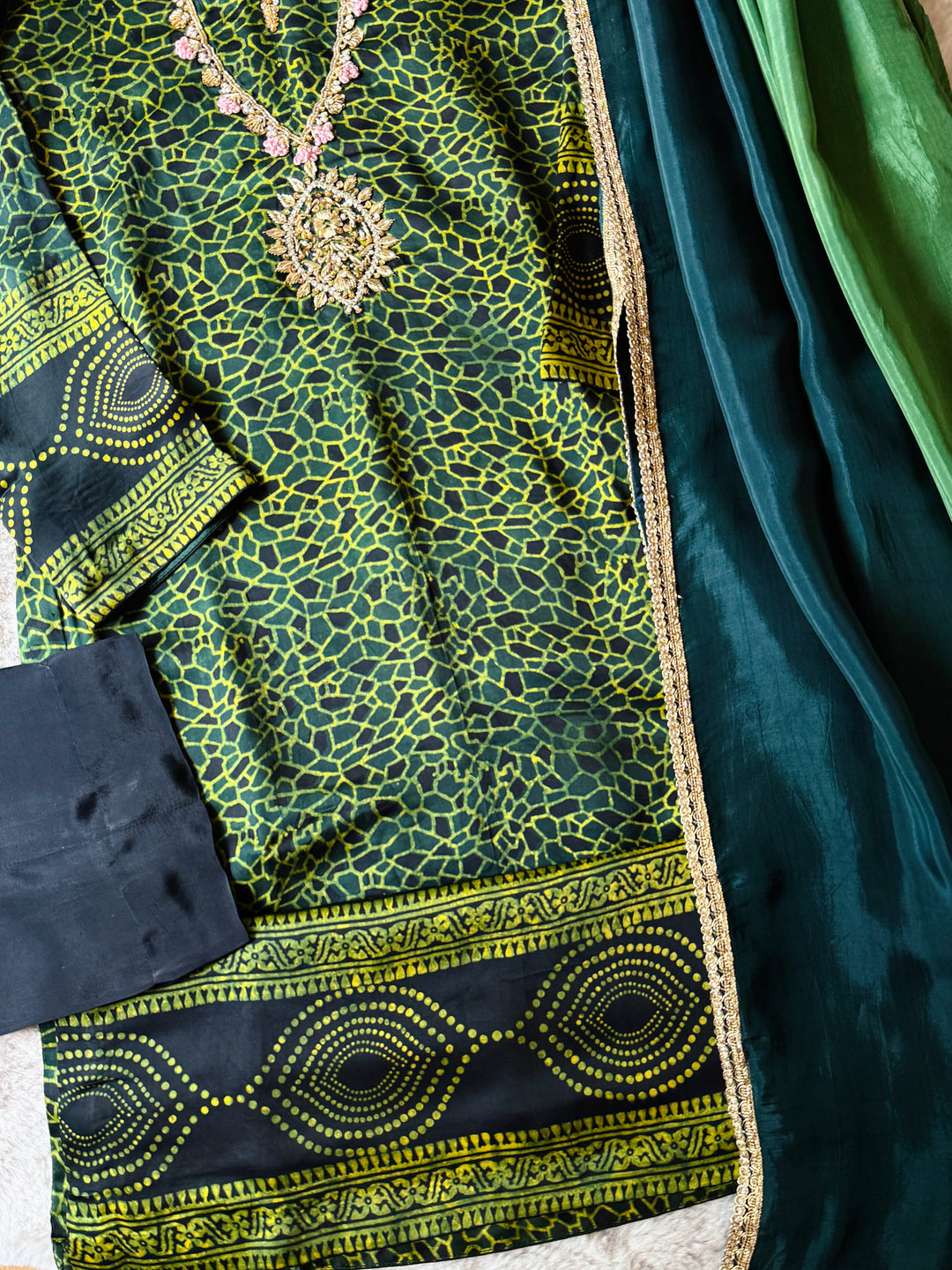 PURE SILK AJRAK SUIT AJSF12