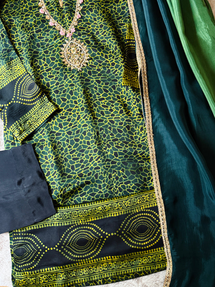 PURE SILK AJRAK SUIT AJSF12