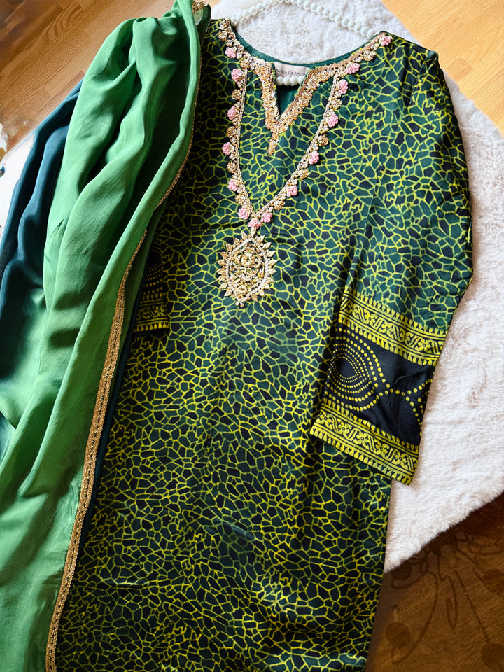 PURE SILK AJRAK SUIT AJSF12