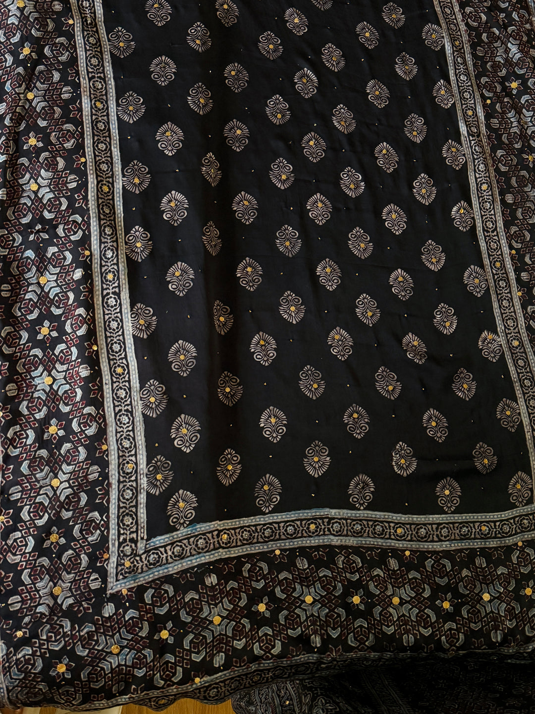 PURE SILK AJRAK SUIT AJSF09