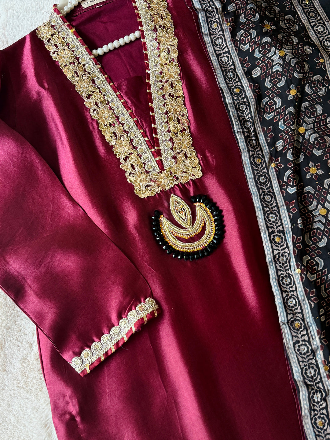 PURE SILK AJRAK SUIT AJSF09